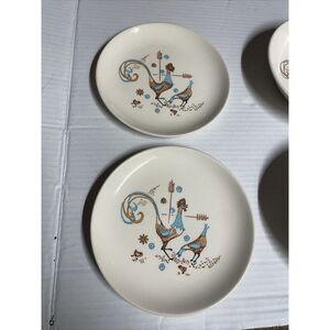Colorcraft MCM 2 Bread Plates And 2 Bowls‎ Taylor Smith Rooster Chicken 7"